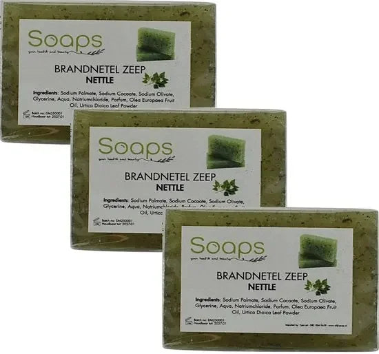 3x zeeptabletten - Natuurlijke Brandnetel zeep Nettle - Olijfolie zeep met brandnetel - Haarzeep - Aleppo Olijfzeep.com