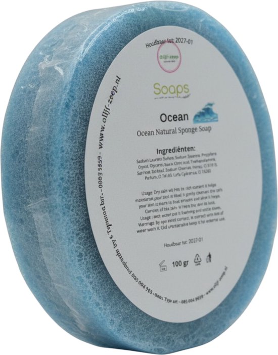 2x Ocean Natural Sponge Soap – 100% Natuurlijke Zeep met Spons | Reinigt, Hydrateert & Verzacht – Voor Gezicht & Lichaam