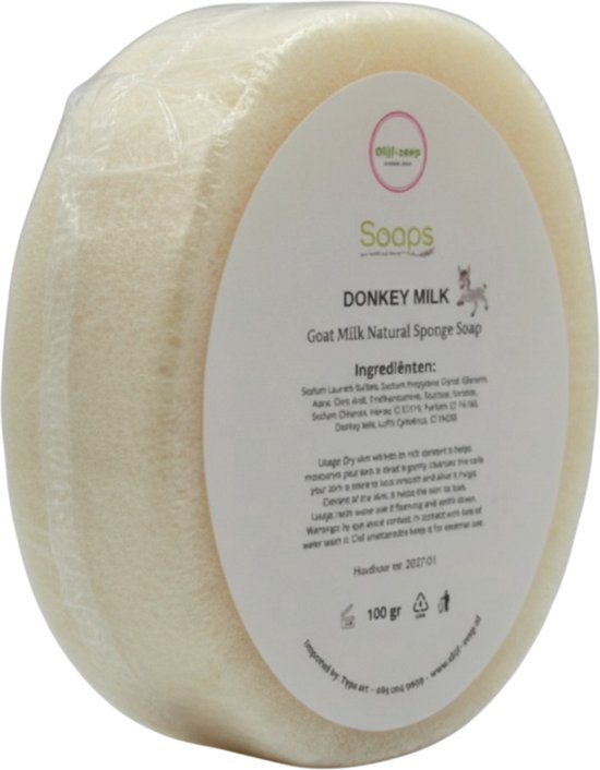 2x Ezelinnenmelk Spons Zeep – 100% Natuurlijke Ezelmelk Zeep met Spons | Hydrateert, Verzacht & Verzorgt – Voor Gezicht & Lichaam