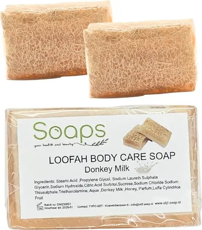 2x Loofah Zeep met Pompoenvezel – Ezelenmelk Olijfzeep.com