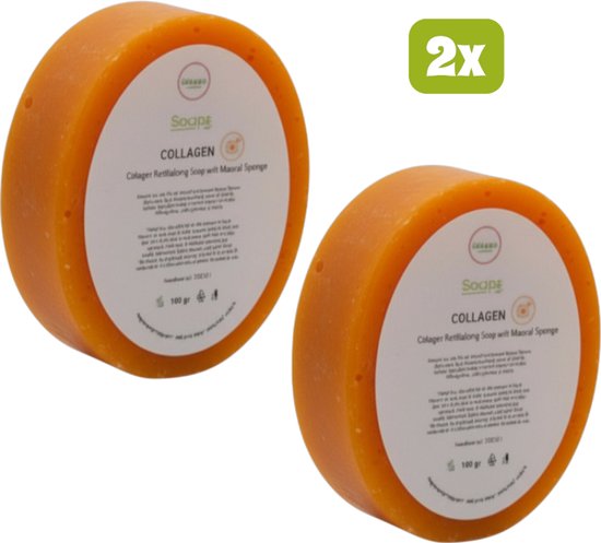 2x Collageen Spons Zeep – 100% Natuurlijke Collageen Zeep met Spons | Hydrateert, Verzacht & Verzorgt – Voor Gezicht & Lichaam