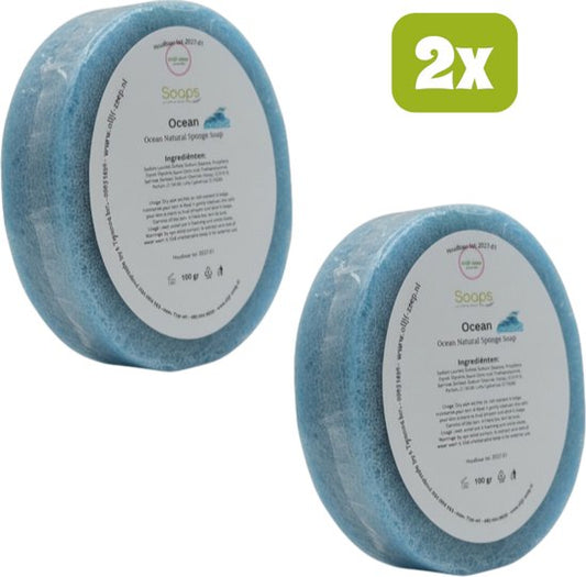 2x Ocean Natural Sponge Soap – 100% Natuurlijke Zeep met Spons | Reinigt, Hydrateert & Verzacht – Voor Gezicht & Lichaam