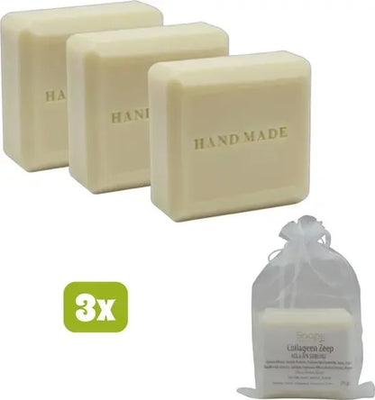 3x Gestampte steen zeep – Collageen Olijfzeep.com