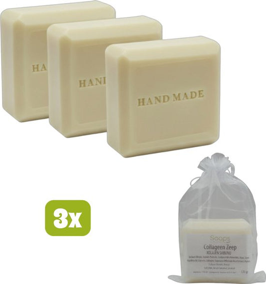 3x Collageen Zeep – 100% Natuurlijke Collageen Zeep | Hydrateert, Verzorgt & Verzacht – Voor Gezicht & Lichaam