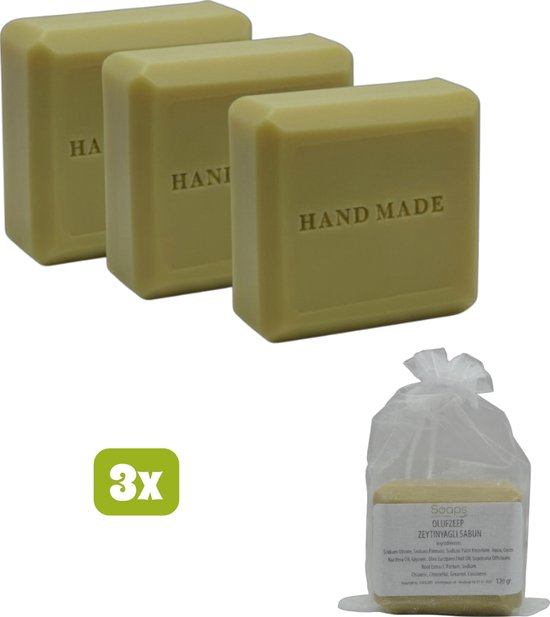 3x Olijf Zeep – 100% Natuurlijke Olijf Zeep | Hydrateert, Verzorgt & Verzacht – Voor Gezicht & Lichaam