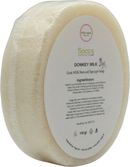 2x Ezelinnenmelk Spons Zeep – 100% Natuurlijke Ezelmelk Zeep met Spons | Hydrateert, Verzacht & Verzorgt – Voor Gezicht & Lichaam