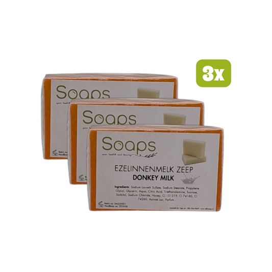 3x Natuurlijke Glycerine Zeep - Ezelinnenmelk Zeep met Honing - 125g p/s Olijfzeep.com