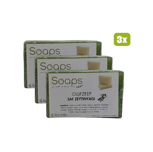 3x Natuurlijke Glycerine Zeep - Olijfzeep met Pure Olijfolie en Honing Olijfzeep.com