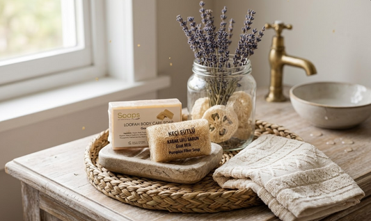 2x Loofah Zeep met Pompoenvezel – Geitenmelk Olijfzeep.com