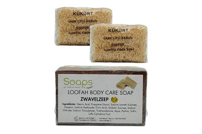 2x Loofah Zeep met Pompoenvezel – Zwavel Olijfzeep.com