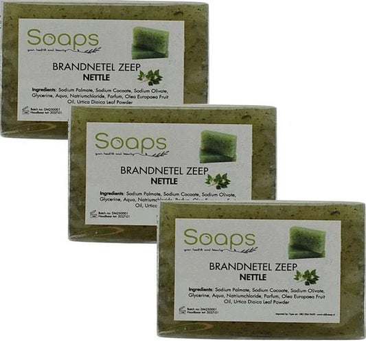 3x Natuurlijke Glycerine Zeep – Olijfolie met brandnetel Nettle – 125g p/s Olijfzeep.com