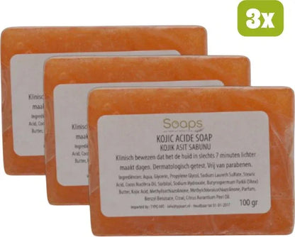 3x Natuurlijke Glycerine Zeep - Kojic Acid - 125g p/s Olijfzeep.com